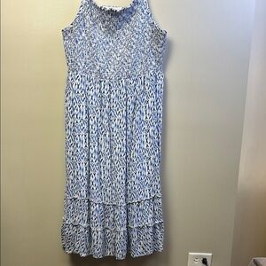 Torrid Blue and White Sleeveless Maxi Dress